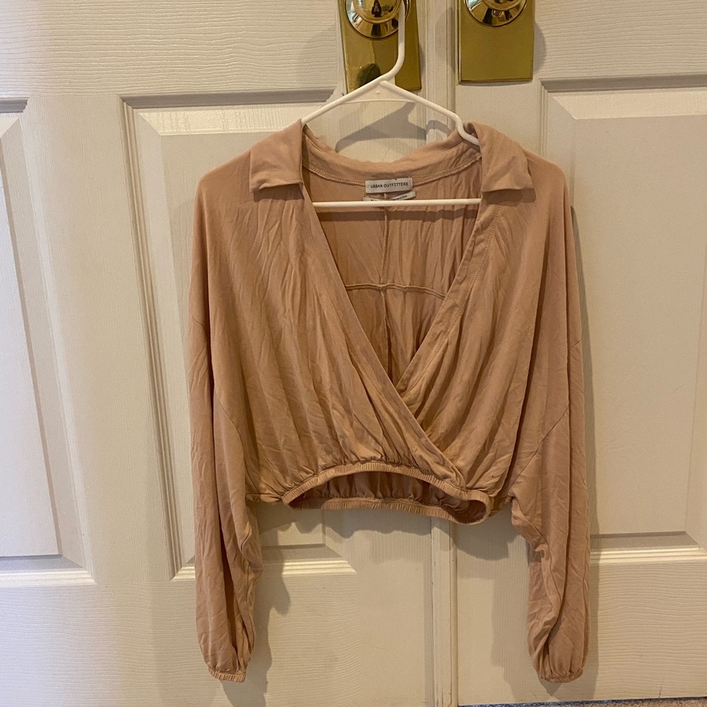 🤩Urban Outfitters Nude-Blush Faux Wrap Jersey Crop Top